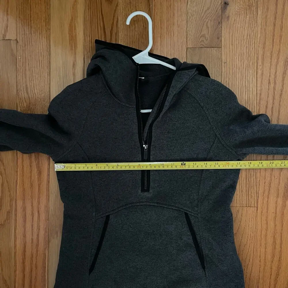 Lululemon Fleece & Thank You Pullover 6 Grey 1/2 Zip Hoodie Sweatshirt W3BEGS